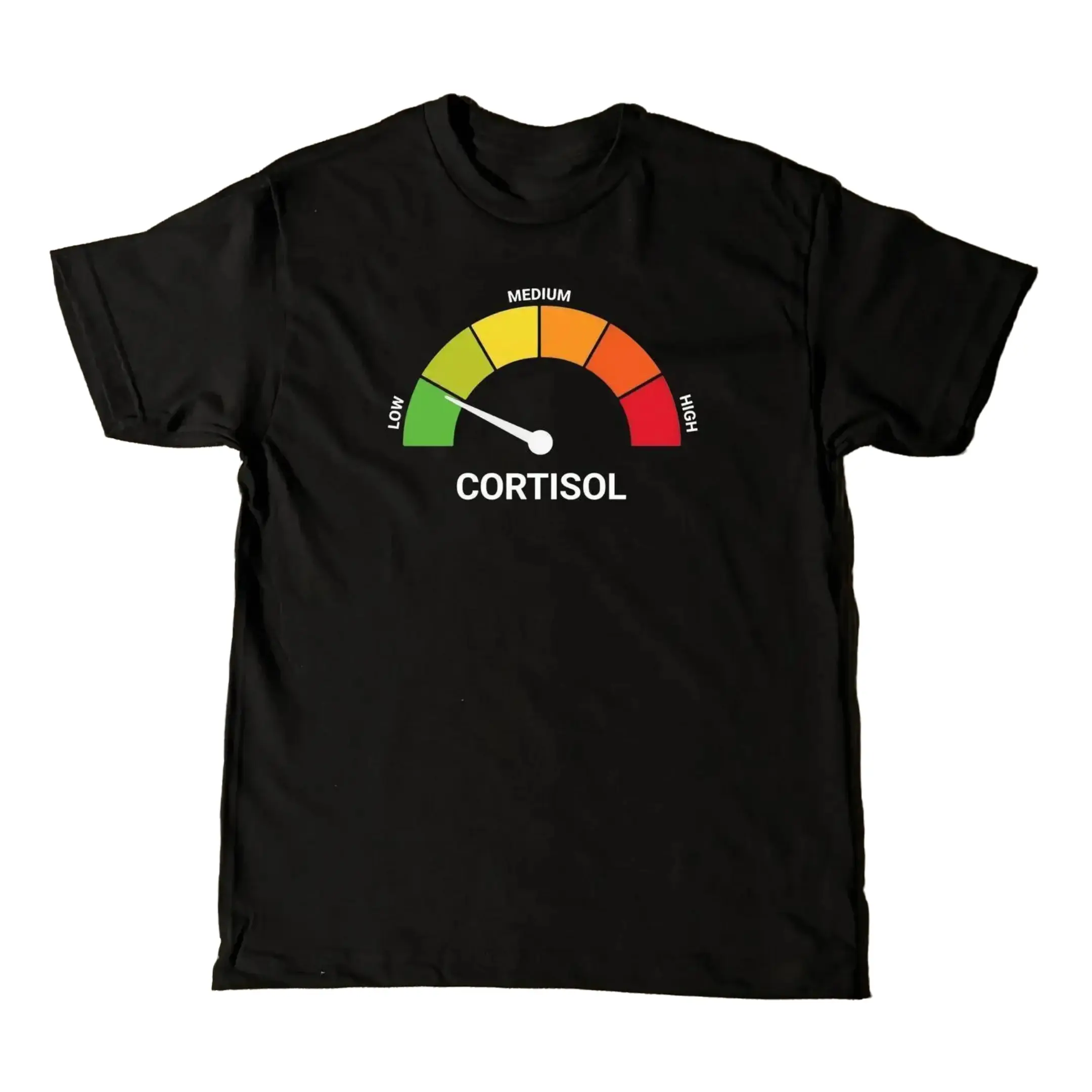 Aesthetic 'CORTISOL' Level T-Shirt | Premium  Cotton Heavyweight Tee | Funny Mental Health Awareness Graphic Apparel | Stress Management Humor Top | Soft Breathable Casual Daily Wear Classic Embroidered Streetwear Menswear