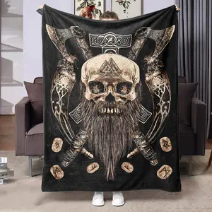 Vintage Nordic Viking Myth Soft Blanket, Comfortable Home Decor for Living Room & Bedroom, Perfect Gift for Kids & Adults