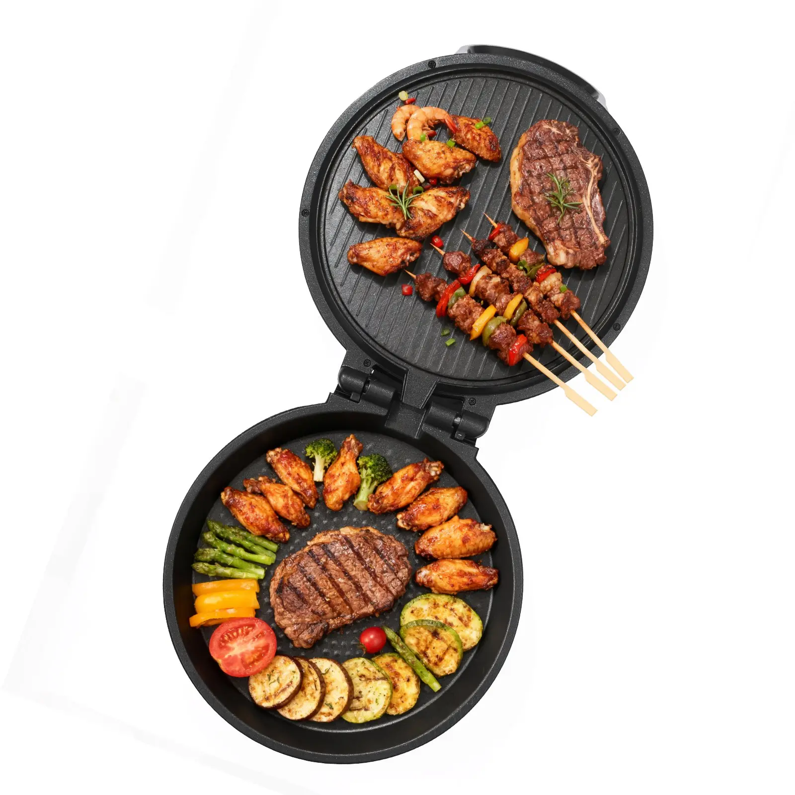 【Summerfinds】VEVOR Pizza Oven, 12 in Electric Pizza Maker, 1200W Electric Pizzas Cooker with Non-Stick Coating, 180 °   Open for Dual Side Baking, Heats up to 410 ˚F, Multi-Function Cooking, for Pizzas, Barbecue