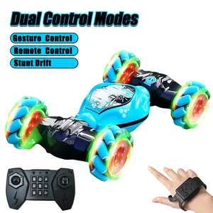 RC Stunt Car, Drift RC Car, Gravity Sensor Watch, Dual Remote, One-Touch Demo, 360° Flip, Lights & Music, Ideal Outdoor Toy for Kids 3-12, Requires AA Batteries