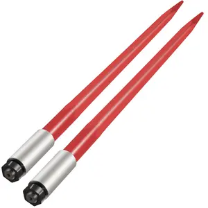 VEVOR Pair Hay Spear 39" Bale Spear 3000 lbs Capacity,  Bale Spike Quick Attach Square Hay Bale Spears 1 3/4", Red Coated Bale Forks, Bale Hay Spike with Hex Nut & Sleeve for Buckets Tractors Loaders