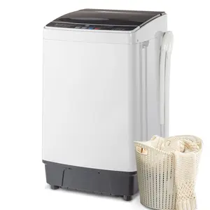 【Summervibes】ZOKOP XQB82-6C08 Full-Automatic Washing Machine Top Load Portable Compact Laundry Washer Spin with Drain Pump,10 programs 8 Water Level Selections with LED Display 17.8 Lbs Capacity, black