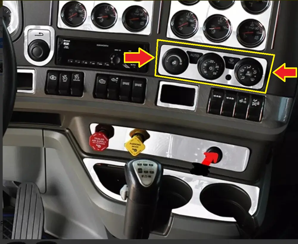 KENWORTH T680/T880 DASHBOARD AC KNOBS TRIM STAINLESS STEEL KENWORTH T680/T880 DASHBOARD AC KNOBS TRIM STAINLESS STEEL