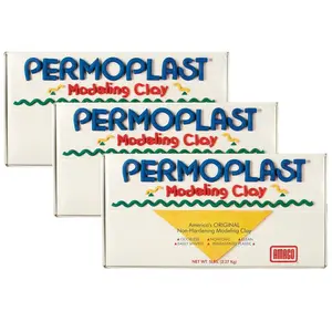 American Art Clay  1 lbs Permoplast Clay Cream Non Hardening - 3 Each