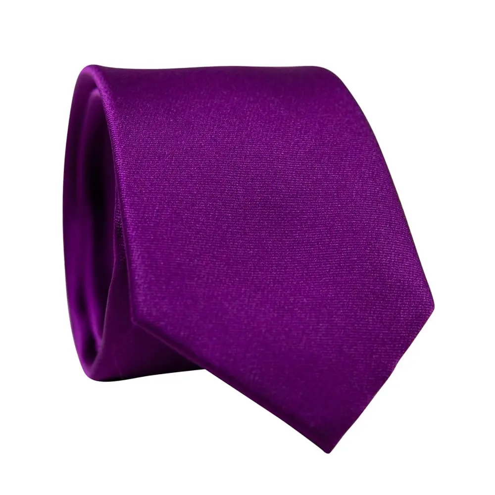 DAZI Men's Skinny Tie, Solid Satin Ties, 2.5" Wide Neckties, Solid Pure Color Formal Necktie (Raspberry)