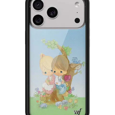 Precious Moments Love 1 Another Limited Edition iPhone Smartphone Case - Raised Shockproof Black Rubber Polyurethane Bumper, Durable PU Cover, Sweet Tree Babies Design, Boy-Friendly Custom Safety Casing, Handheld Device Accessory