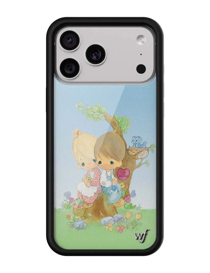 Precious Moments Love 1 Another Limited Edition iPhone Cellphone Case - Raised Protective Black Rubber Polyurethane Bumper, Durable PU Cover, Custom Safety Casing, Dainty Tree Babies Design, Handheld Device Accessory