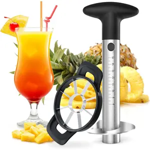 Pineapple Corer , Stainless Steel Fruit Pineapple Peeler Slicer [Upgraded, Reinforced, Thicker ], Pineapple Core Remover with Measure Mark, Kitchen Tool for Diced Pineapple Rings