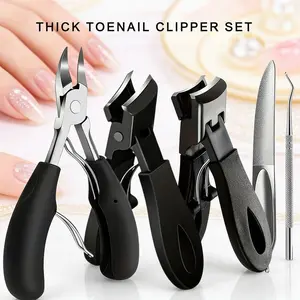 5PCS Heavy-Duty Thick Toenail Clippers Set for Seniors & All Users | Wide Jaw Straight Edge Stainless Steel Ingrown Toenail Cutters with Nail File & Ear Pick, Ergonomic Design Durable Nail Trimmers for Men & Women’s Toenail Care, Nail Clipper Kit