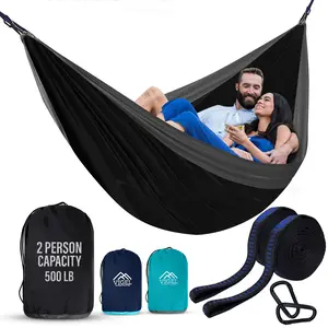 Vigel Camping Hammock XL Double 500 Lb Capacity 2 Person Portable Tree Hammock Nylon for Outside with Carabiners and Attached Bag