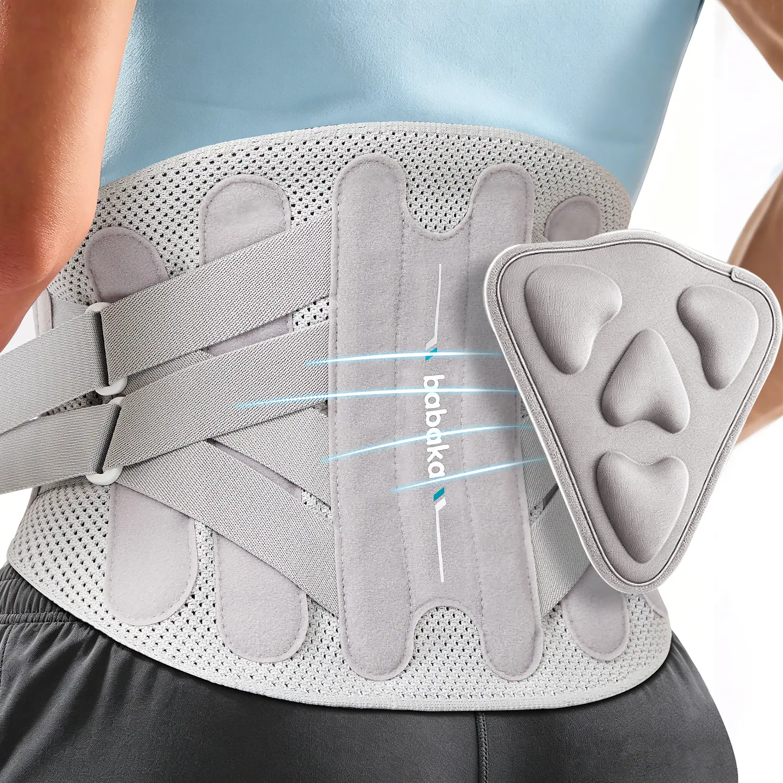 Cofoe&Babaka Back Brace for Lower Back Pain Relief with 6 Stays & Dual Lumbar Pads, Adjustable Lumbar Support Belt for Sciatica, Herniated Disc, Scoliosis, Posture Support - Breathable for Work, Lifting & Daily Wear - Men & Women