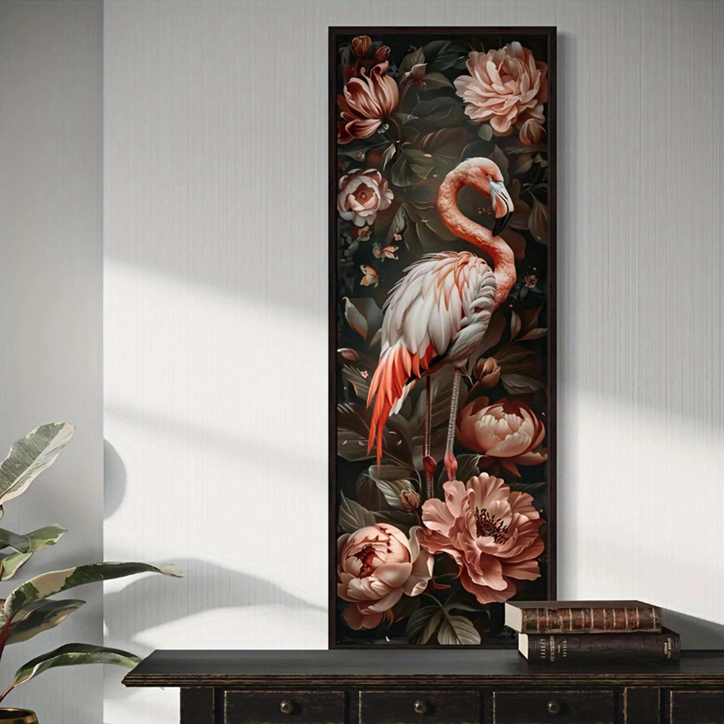 Flamingo & Peony Pattern DIY Diamond Arts Colorful Painting Kit without Frame, 5D Diamond Arts Colorful Painting Kit, Wall Art Decor for Home Bedroom
