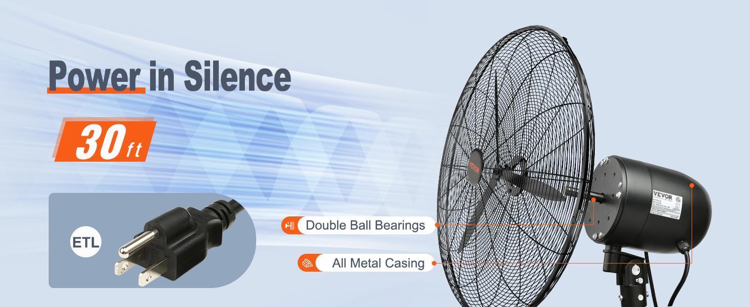 VEVOR 18/20/24/30 Inch Wall-Mount Misting Fan 3-speed High Velocity Max. 7000 CFMWaterproof Oscillating Industrial Wall FanCommercial or Residential for WarehouseGreenhouseWorkshopBlackETL Listed Mist Fan Cooler