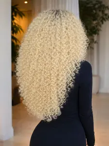 Golden Dark Root Curl Wave Wig, 13x4 Lace Front, Long Curly Synthetic Hair, Natural Hairline, Heat-Resistant Fiber, 28 Inches, Daily Wear, Synthetic Curly Wigs