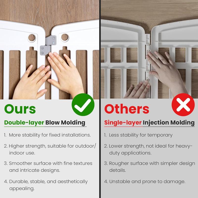 Plastic Dog Playpen - 4-Panel 24" Expandable & Durable Pet Fence for Medium Dogs - Indoor & Outdoor Portable Puppy Playpen with Secure Locking Door, White