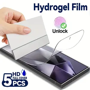 5 pcs HD Hydrogel Film Screen Protector for Samsung Galaxy S25 Ultra Plus S24 S23 S22 S21 S20 Note 20 Ultra 10 Plus, Full Cover TPU Film, Easy Install, Compatible with Fingerprint ID, Anti-scratch, Anti-fingerprint