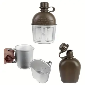 Camping Outdoor Multi-functional Kettle, Three-in-one Thermal Insulation Camouflage Tactical with Oxford Cloth 304 Stainless Steel Liner, Suitable for Outdoor, Mountaineering, Hiking, Travel
