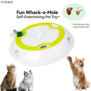 ​PAWHM Whack A Mole Cat Mouse Toy for Cats - Interactive Cat Toys with Automatic Feather Mice & No Touch Sensor Required