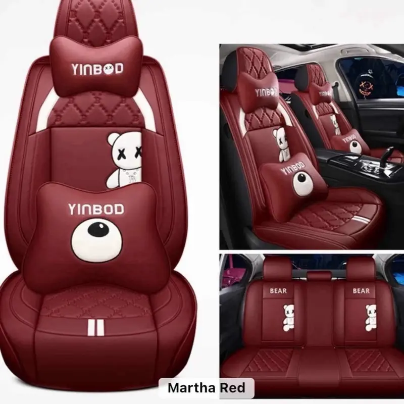 Car seats cover Luxury Comfort Set Black Red Leather Car Seats Covers for Ultimate Comfort and Style Not sulfate for big trucks . (Only fit small cars)