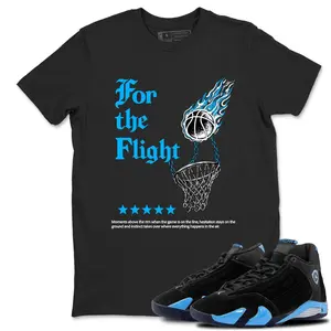 Unisex T-shirt To Match Sneakers Jordan 14 Black & University Blue - For the Flight. 100% Cotton for Casual Wear. Comfortable Summer Unisex T-Shirt to match Jordan Sneaker. Streetwear Style. urban outfitters