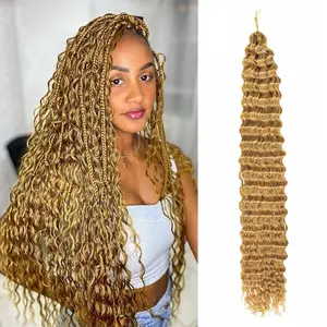 Synthetic Deep Wave Bulk Hair 32 Inch Heat Resistant Fiber Loose Curly Hair Extensions