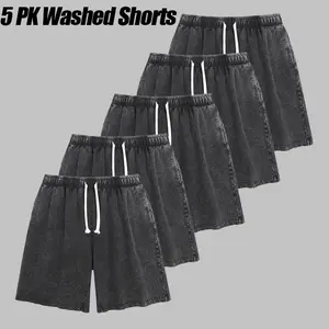 260G Mens Shorts Athletic Vintage Short AcidWashed Shorts Cotton Heavyweight Elastic WaistStreetwear Athletic Sweat Shorts Acid Washed CottonElastic Waist Drawstring Gym Workout Jogger Pants withPocketsr