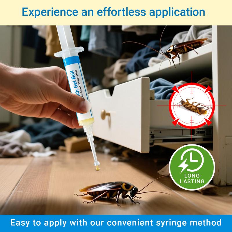 Indoor Cockroach Exterminator Gel – Insect Repellent & German Roach Pest Control – For Indoor & Outdoor Use – Cockroach Killing Gel (2-Pack Syringes) for American, German & Other Common Roaches