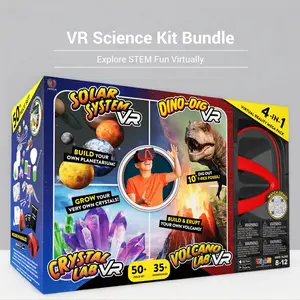 Project Lab Science Bundle Pack - 4 in 1 VR Mega Pack with T Rex Fossil Dig, Planetarium Model, Volcano Build, and Crystal Growth
