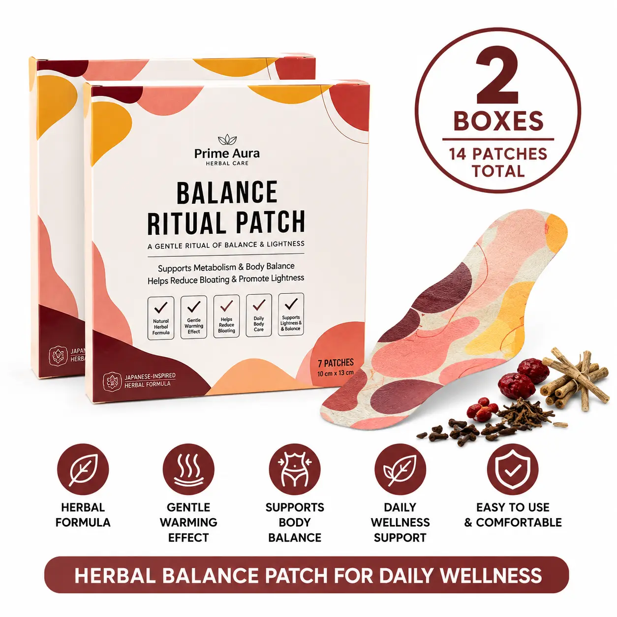 Prime Aura Balance Ritual Patch 2 Pack | Herbal Wellness Body Patch | 14 Patches Total