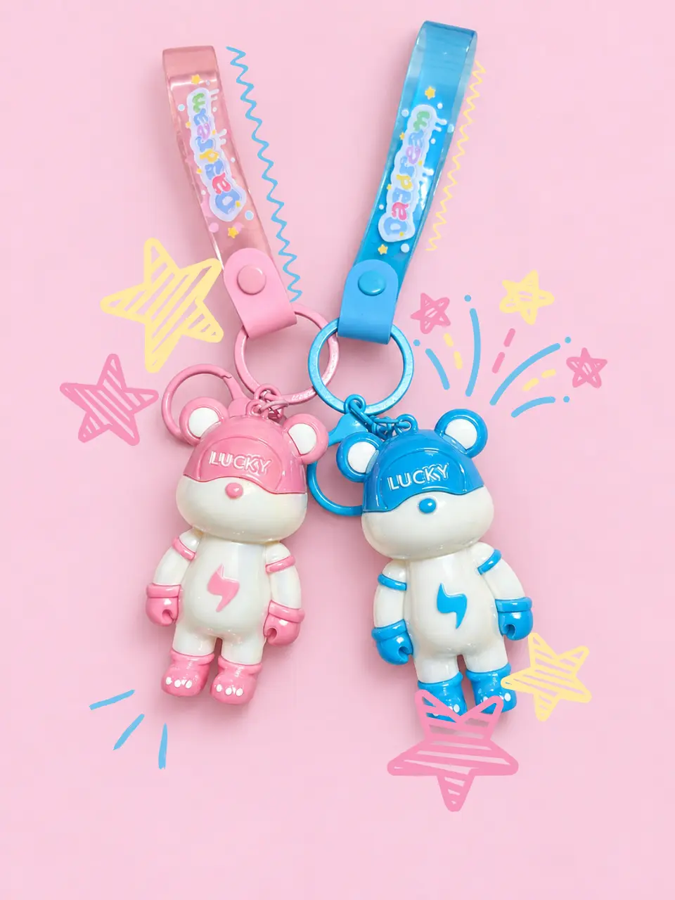 Cute Lucky Cartoon Bear Keychain Pendant, Backpack Decoration, Bag Pendant Keychain, Unisex Cartoon 3D Statue, Keychain Figures, Fashion Creative Key Ring, Car Accessories Gift