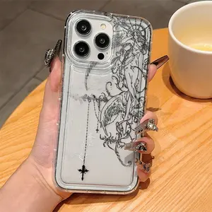 Transparent Angel Tpu Anti-Drop Phone Case for iPhone 6/7/8/x/XS/XR/XS Max/11/12/13/14/15/16/17 Pro Max, Perfect Gift for Women and Teens, Casing