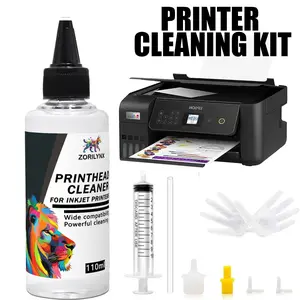 Zorilynx Inkjet Printer Head Cleaning Kit, 110ML Professional Cleaner, Includes Syringe Tool, for Epson, Hp, Canon, Brother Printers