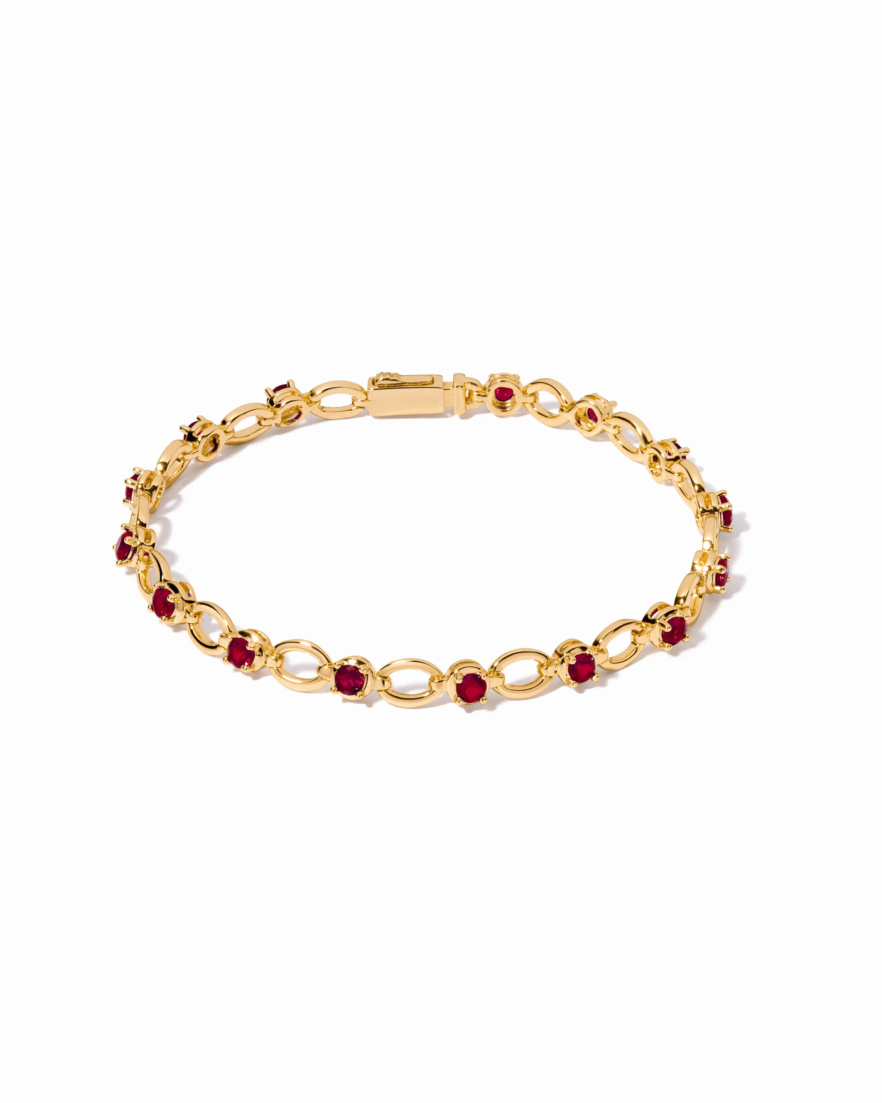 Sami Jewels Ruby Lilly Tennis Bracelet - Vitality & Passion Themed, Chain Link Design, Year Round Wear, Fashion Costume Chain Accessory Bracelets & Bangles, Modern Airiness, Open Links, Stacking, Casual Bracelets & Bangles