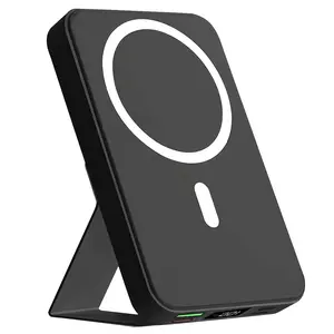 Magnetic Power Bank 10000mAh Wireless Portable Charger with USB-C Cable LED Display Foldable   for iPhone17/ 16/15/14/13/12/Pro/Pro Max Series Charging Compact Silicone Black lightning