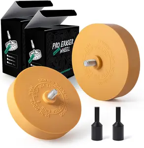 2 Pack Decal Remover Eraser Wheel with Adapter 4 inch Rubber Eraser Wheel for Drill Removes  Decal Vinyl Tape Graphics Pinstripe Sticker Adhesive Remover (2 Pack Solid)