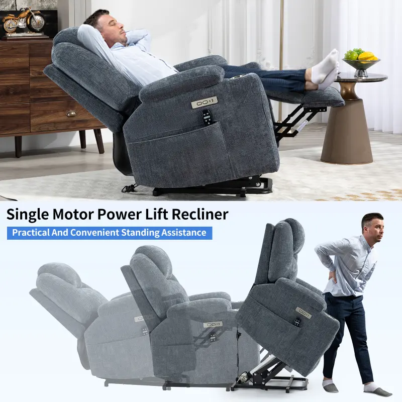 Massage Recliner Chair, Up to 350 LBS Chenille Power Lift Recliner Chair,  Heavy Duty Motion Mechanism