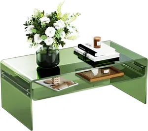 【DealsForYouDays】Solaround Clear Acrylic Coffee Table with Storage | Modern Rectangle Lucite Centerpiece | Aesthetic Living Room Decor