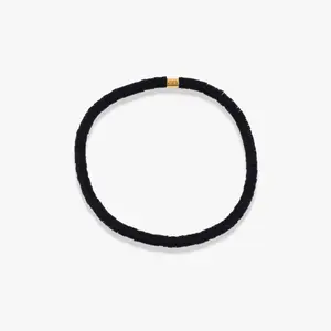 Pura Vida Solid Cabrillo Stretch Bracelet - Black Vinyl Discs & Durable Elastic Cord - One Size Fits Most - Easy On Off Fashion Accessory