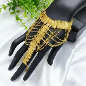Islam Money Gold Plating Coin Bracelet Gold Color Unisex Arab Middle Eastern Charm Bracelet Jewelry