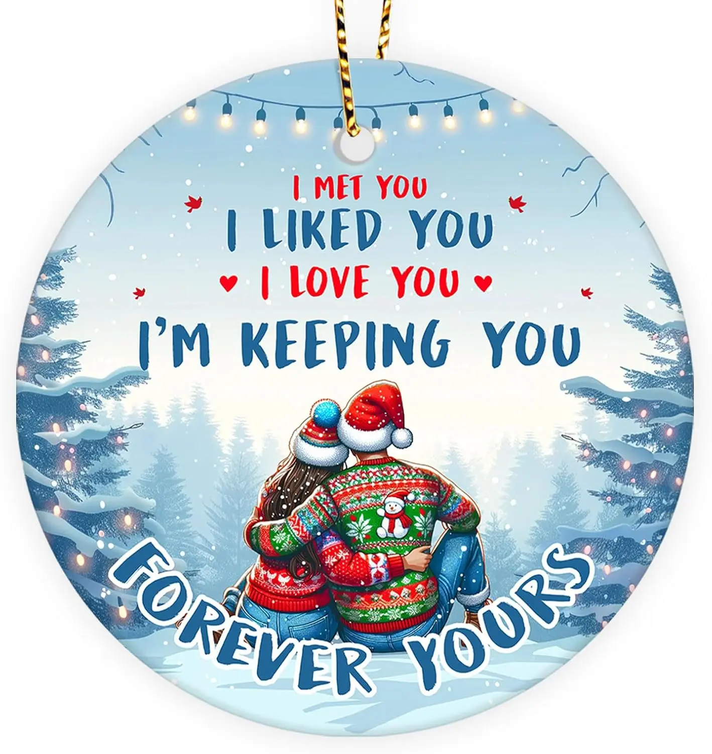 Friendship 2 Side Printed Ceramic Ornament, Friend Hallmark Christmas Ornaments Tree Decorations - Couple Ornament, Forever Lovers Ornament