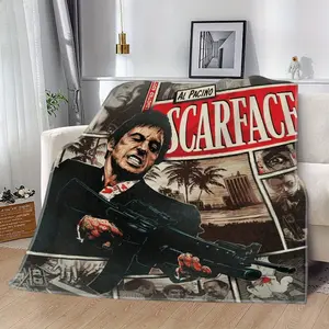 Scarface themed printed flannel blanket - super soft and versatile, perfect for bedroom, sofa, office and travel - perfect for all seasons blanket plushthin quilt holiday gift Intense Nacho Printed Flannel Blanket