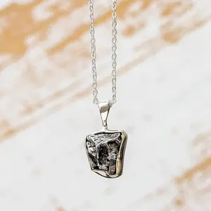 Bezel Set Meteorite Pendant Necklace