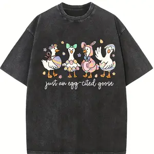 Comfort Colors Just An Egg-Cited Goose Shirt, Happy Easter Tee, Spring Holiday T-Shirt, Animal Lover Gift, Silly Goose Easter Day T-shirt