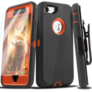 Heavy Duty Shockproof Holster Case For Apple iPhone 7 7 Plus 8 Plus SE 2nd 3rd 2020 2022 - Free Belt Clip + Built in Screen Protector