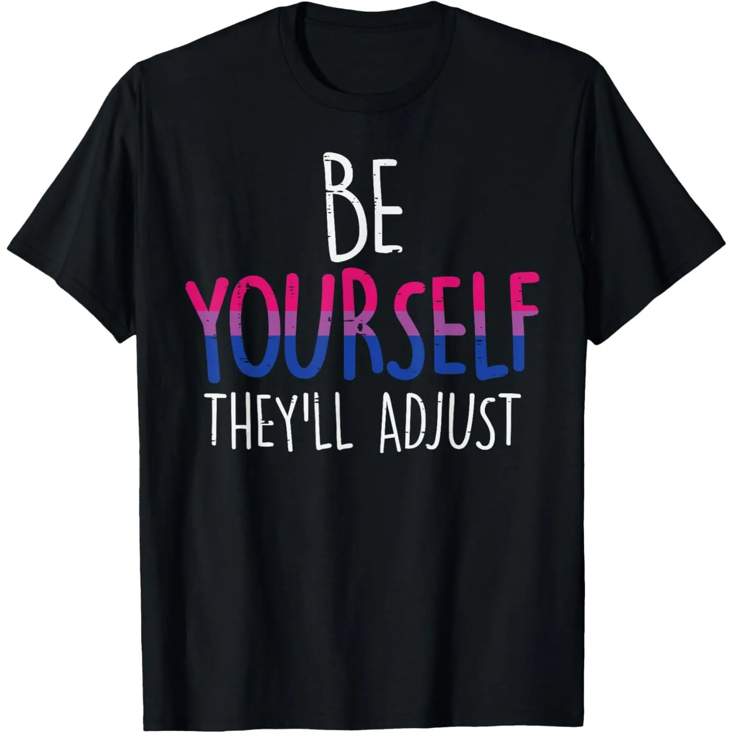 Bisexual Pride T-Shirt with "Be Yourself" Graphic Print, Simple Comfortable Shortsleeve 100% Cotton for Everyday Wear, Casual, Soft, Tops