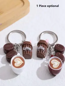 Simple Creative Coffee Cup Keychain, Cute Coffee Bean Bag Charm, Car Key Chain Accessory, Minimalist Bag Decoration, Keychain Pendant