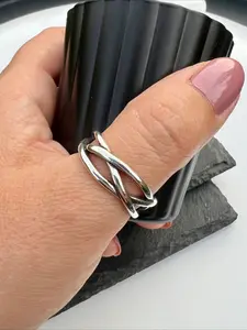 Retro Fashion Adjustable Silver Thick Bracelet, Women's Style, Suitable for Thumbs and All Fingers, Party Accessory, Christmas Gift