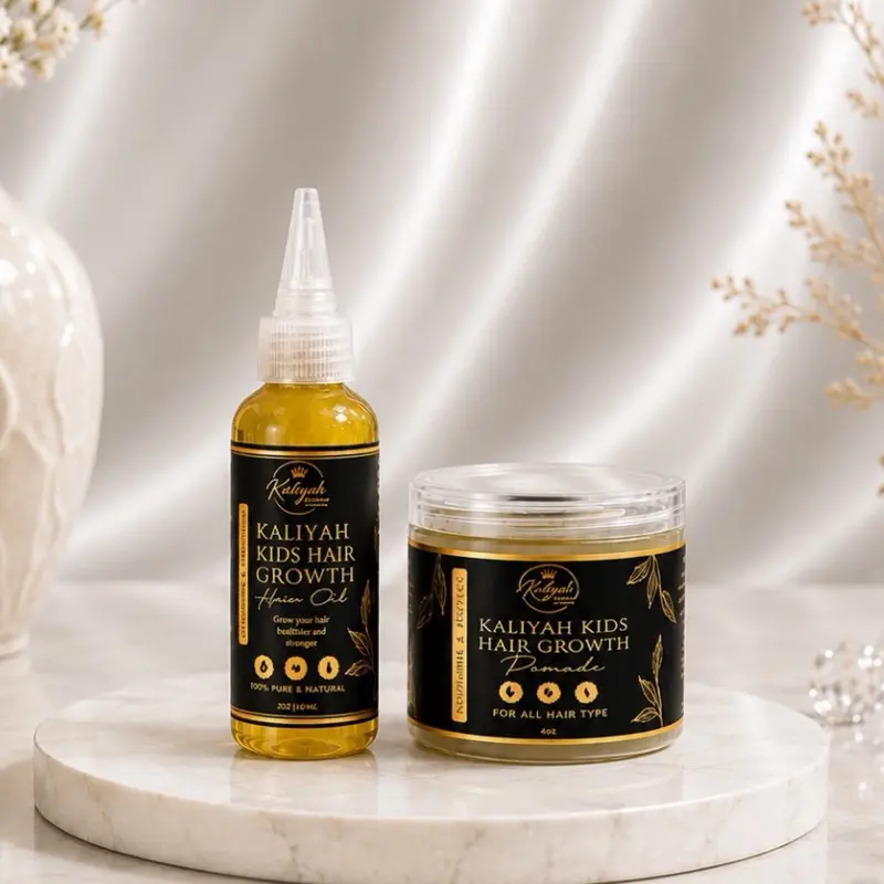Kaliyah Kids Cosmetic Oil & Pomade Bundle - Smooth, Fluffy Serum for Daily Beauty & Personal Care Use