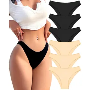 6 Pack Cotton Underwear for Women Cute Low Rise Bikini Panties High Cut Breathable Sexy Hipster Womens Cheeky S-XL