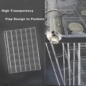 42-Pocket Coin Pages, Stander 9-Holes Coin Sleeves for Collection Holder Book, 10 Sheets Small Coins Storage Binder Refills for Collectors